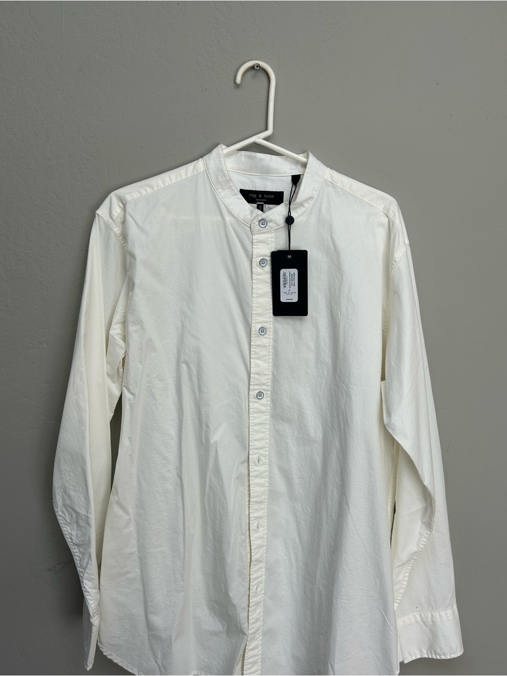 Rag & Bone Men White Band Collar Shirt Jacket